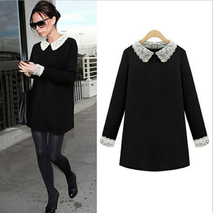 Lace collar plus size dress