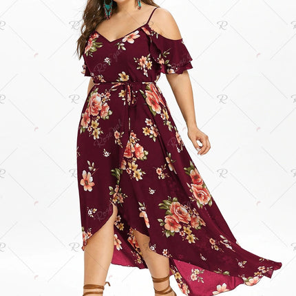 Plus size bohemian ruffled dress