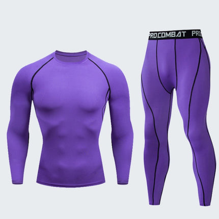 Fitness suit men's gym sports tights long-sleeved trousers quick-drying clothes basketball training equipment winter