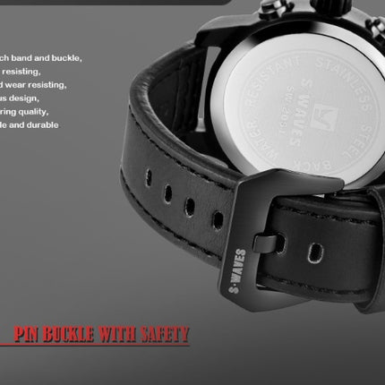 Trendy casual double men's watch Waterproof high quality belt electronic quartz watch