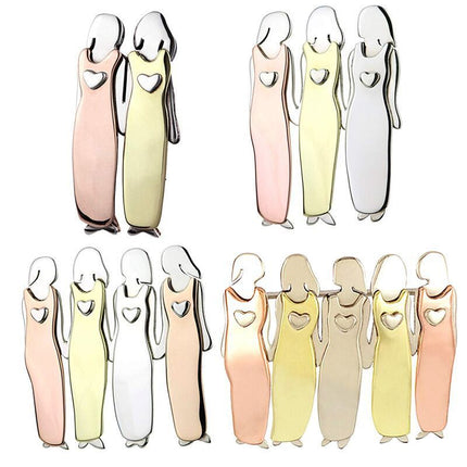 Fashion Jewelry Pink Enamel Pin Metal Heart Bond Between Three Sisters Designer Brooch Broches Vintage Brooches For Women