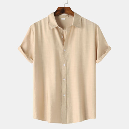 Teenagers Solid Color Short-sleeved Lapel Shirt Top