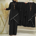 O-collar Long Sleeve Shirt Wide Leg Pants Suit Casual Women's Suit