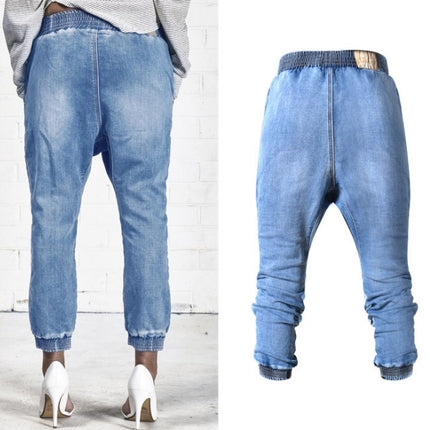 Elastic Waist Jeans Women Casual Female Cross-pants Plus Size Big and Tall Women Clothes High Quality Woman Summer Jeans S2814