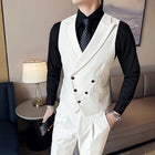 Slim Double-breasted Closure Collar Vest Pants Suit