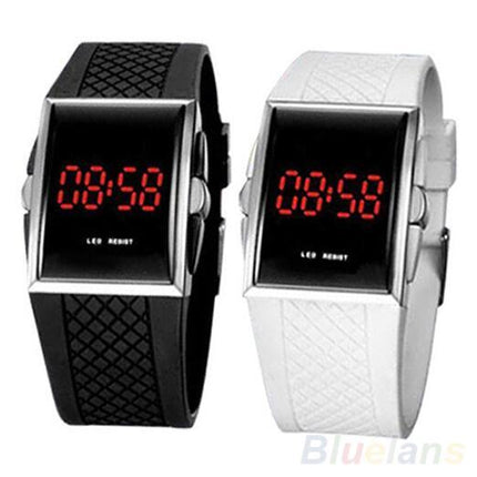 Men Women Casual Unisex White Black LED Digital Sports Wrist Watch Wristwatch Date Clock