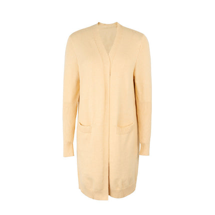 Solid Color Pocket Sweater Autumn And Winter Sweater Women's Cardigan Coat