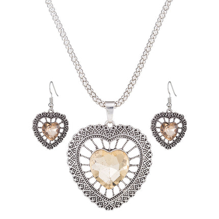 Vintage Crystal Rhinestone Double Heart Set
