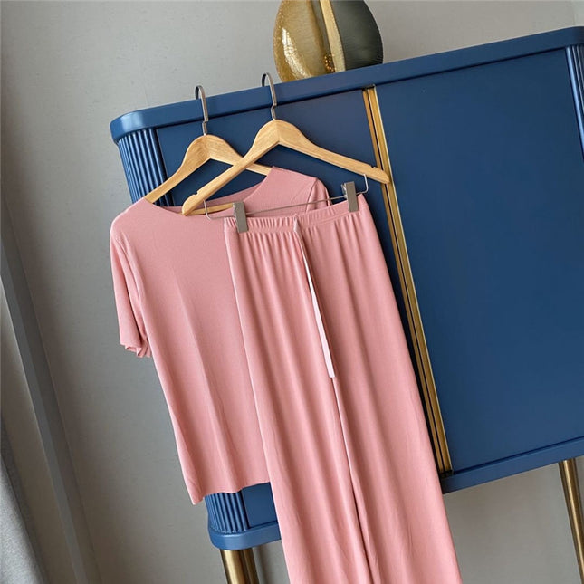Pajamas Casual Soft Thin Suit Fashion Home Wear Two-piece Set