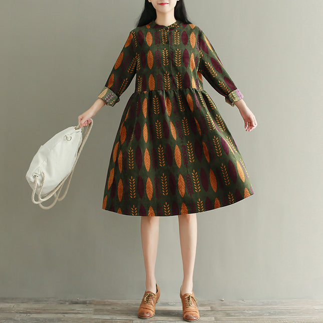 Retro plus size print dress