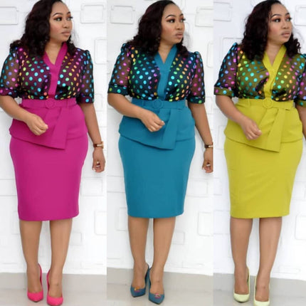 Stitching Polka Dot Large Size Dress Women