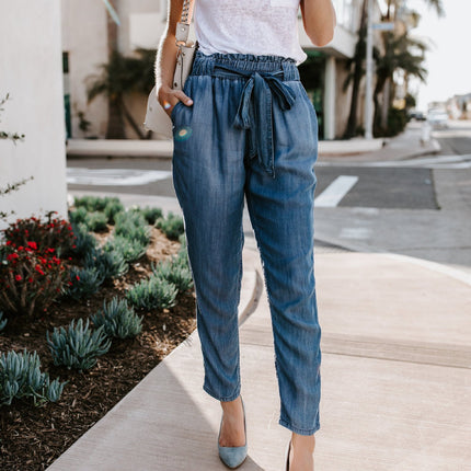 Awstring High Waist Office Cargo Loose Pants Jeans For Women