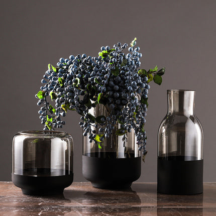 Light Luxury Frosted Gray Transparent Vase Dried Flower Color Vase
