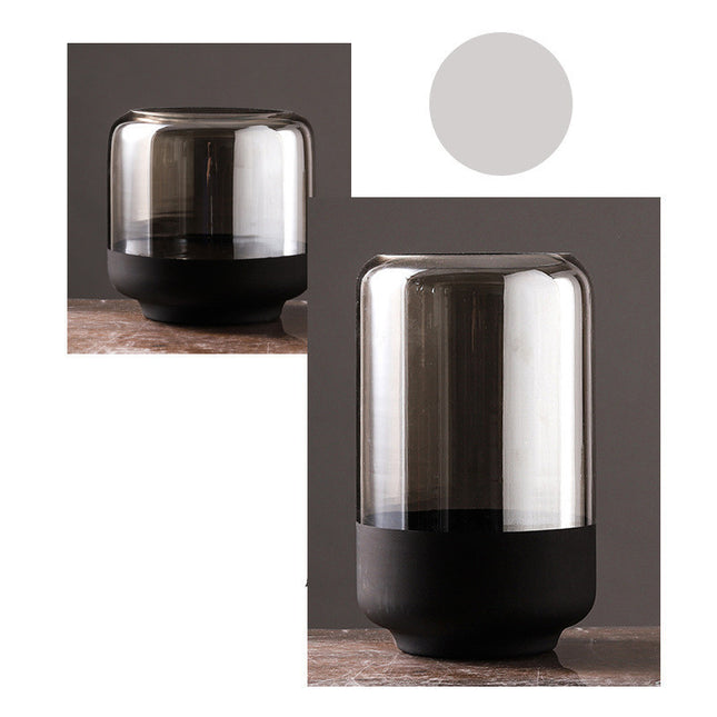 Light Luxury Frosted Gray Transparent Vase Dried Flower Color Vase