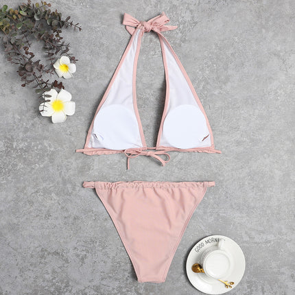 New Fashion Bikini European And American Sexy Bikini Solid Color Cross