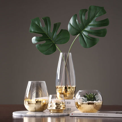 Nordic Modern Minimalist Light Luxury Carved Ground Glass Vase Decoration Table Flower Arrangement Hydroponic Flower Device