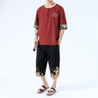 Japanesex Kimonos Summer 6 Colors Short-Sleeved T-shirt Harajuku Yukata Japan Embroidered Linen Men Shirts Trousers Asian Costume