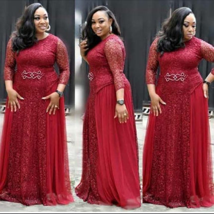 Round Neck Sleeve Dress Evening Party Long Dress