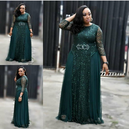 Round Neck Sleeve Dress Evening Party Long Dress