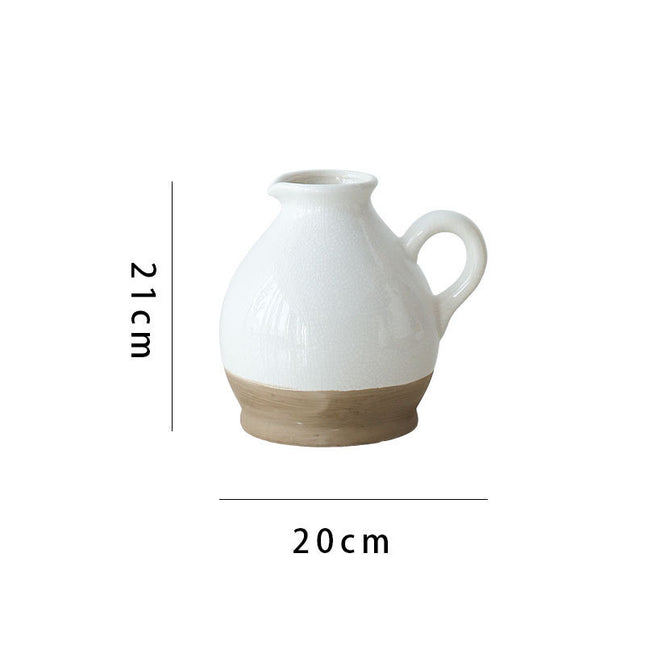 Porcelain Vase Living Room Vase Retro Small Mouth Flower