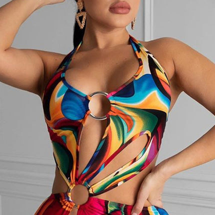 Adogirl Summer Hollow Out Halter Dress Sexy Backless Women Multicolor Evening Party Club Beach Wear Skinny Mini Dresses Vestido