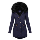 Women's Plush Hooded Parkas Winter Warm Thick  Zip-up Jackets Casual Mid-length Solid Buckle Pockets Coat Outerwear Clothing