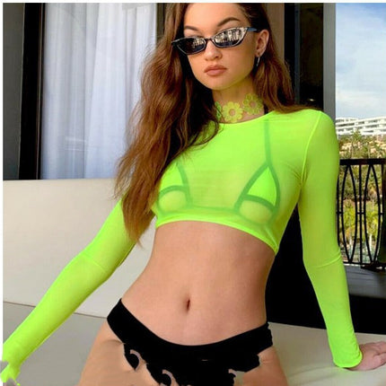 Fluorescent Bikini Through Transparent T-shirt