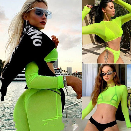 Fluorescent Bikini Through Transparent T-shirt