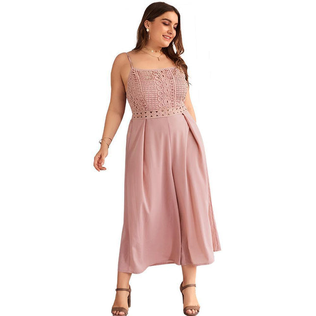.Plus Size Jumpsuit Women Summer Loose Pants Fat Lady Overal
