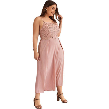 .Plus Size Jumpsuit Women Summer Loose Pants Fat Lady Overal