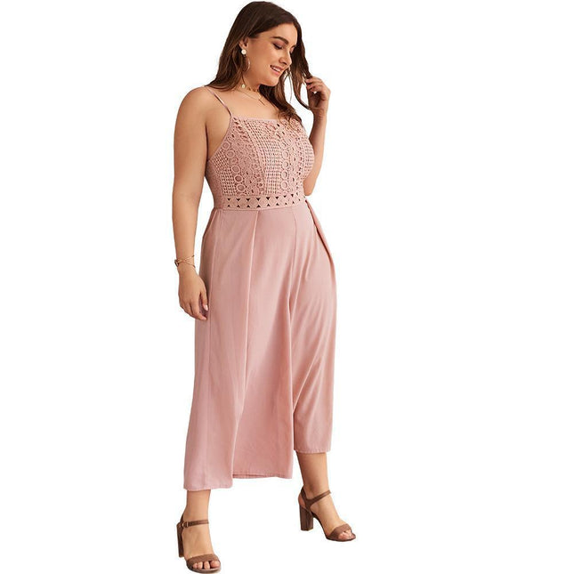 .Plus Size Jumpsuit Women Summer Loose Pants Fat Lady Overal