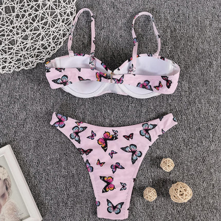 Bikini Sexy Butterfly Print Bikini High Quality Hard Bag Swimsuit Women
