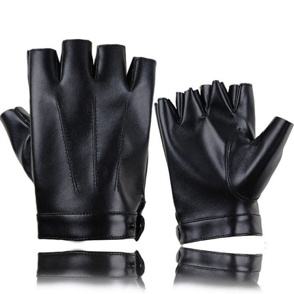 Cycling Leather Half-Finger Gloves For Men And Women Imitation Leather Half Leaky Fingerless Outdoor Fitness Non-Slip Driving