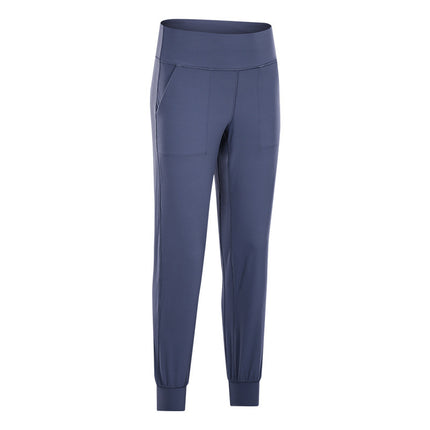 Nude Hip Pockets Loose Cropped Trousers Women's Running Yoga Fitness Gym Pants