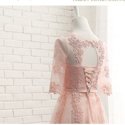 New Spring And Autumn Wedding Mid-Length Banquet Evening Dress In Sleeves For Girlfriends And Bridesmaid Dresses