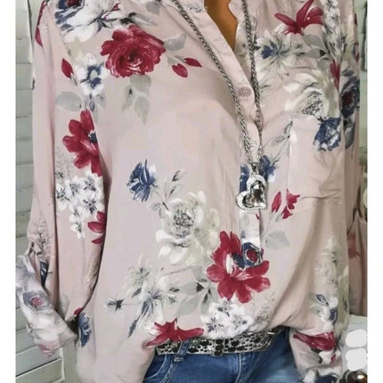 5XL Plus Size Summer Tops Women Blouses Long Sleeve Print Stand Collar Button Blouse Pullover Womens Clothing Shirt Blusa