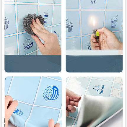 Cartoon Self-adhesive Wallpaper Kitchen High Temperature Resistant, Easy To Scrub, Oil Proof Stickers, Non-fading, Refurbished Decorative Wallpaper Stickers Thick