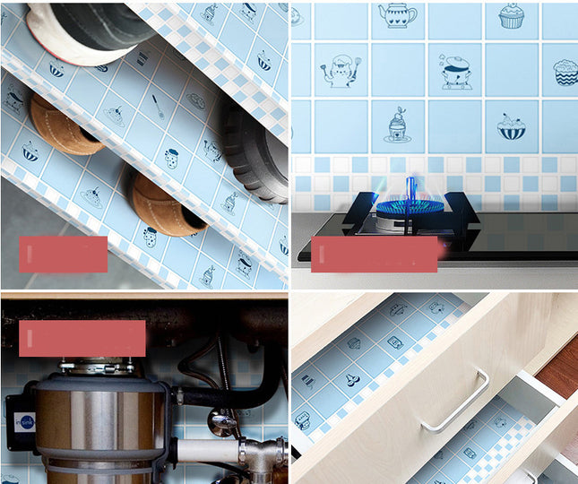 Cartoon Self-adhesive Wallpaper Kitchen High Temperature Resistant, Easy To Scrub, Oil Proof Stickers, Non-fading, Refurbished Decorative Wallpaper Stickers Thick