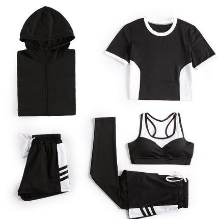 Yoga Clothing Women New Suit Net Red Running Sportswear Five-Piece Loose Leisure Fitness Factory Wholesale