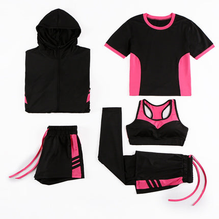 Yoga Clothing Women New Suit Net Red Running Sportswear Five-Piece Loose Leisure Fitness Factory Wholesale