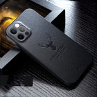Compatible With Apple, Luxury Leather Texture Square Frame Case On For Deer Camera Protection Shockproof Cover