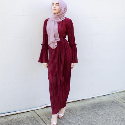 New Fashion Pleated Long Skirt Muslim Dress