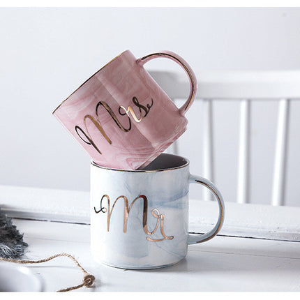 Ceramic Cup Custom Marble Pattern Bride Souvenir Couple Water Cup Wedding Gift