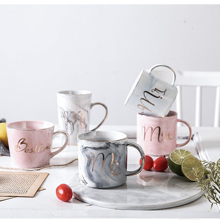 Ceramic Cup Custom Marble Pattern Bride Souvenir Couple Water Cup Wedding Gift