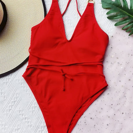 Aliexpress Amazon Female Solid Color One-Piece Swimsuit Sexy Bikini Bikini Yw19