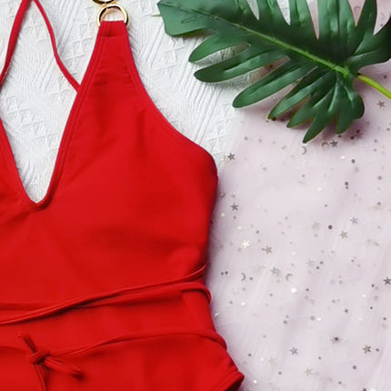 Aliexpress Amazon Female Solid Color One-Piece Swimsuit Sexy Bikini Bikini Yw19
