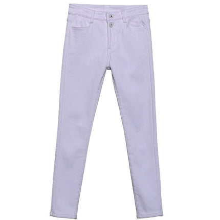 Women White Denim Jeans Pants Slim Female Girl Jean Trousers