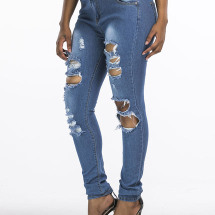 Ripped Jeans Women Trousers European And American Cross-border Hot Models Plus Size Pants Women