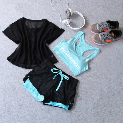 Fitness Sports Suit Women Summer Fast Dry Running Gym Yoga Clothes