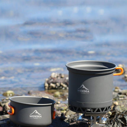 Widesea Camping Cookware Outdoor Cooking Set Heat  Cooker Travel Tableware Tourist Kitchen Pot Utensil Equipment